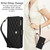iPhone 17e / 16e YM016 Rhombic Zipper Card Wallet Leather Phone Case with Lanyard - Black