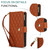 iPhone 17e / 16e YM016 Rhombic Zipper Card Wallet Leather Phone Case with Lanyard - Brown
