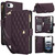 iPhone 17e / 16e YM016 Rhombic Zipper Card Wallet Leather Phone Case with Lanyard - Dark Purple