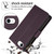 iPhone 17e / 16e YM016 Rhombic Zipper Card Wallet Leather Phone Case with Lanyard - Dark Purple