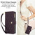 iPhone 17e / 16e YM016 Rhombic Zipper Card Wallet Leather Phone Case with Lanyard - Dark Purple