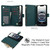 iPhone 17e / 16e YM016 Rhombic Zipper Card Wallet Leather Phone Case with Lanyard - Green