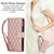 iPhone 17e / 16e YM016 Rhombic Zipper Card Wallet Leather Phone Case with Lanyard - Rose Gold