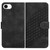 iPhone 17e / 16e YX0060 Elephant Head Embossed Phone Leather Case with Lanyard - Black