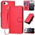 iPhone 17e / 16e YX0070 Carbon Fiber Buckle Leather Phone Case with Lanyard - Red