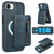 iPhone 17e / 16e Zipper Wallet Split MagSafe Leather Back Phone Case - Blue