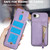 iPhone 17e / 16e Zipper Wallet Split MagSafe Leather Back Phone Case - Purple