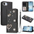 iPhone 17e / 16e ZS01 Double-Layer Heart Floral Vegan Leather Phone Case with Wrist Strap - Black
