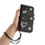 iPhone 17e / 16e ZS01 Double-Layer Heart Floral Vegan Leather Phone Case with Wrist Strap - Black