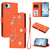 iPhone 17e / 16e ZS01 Double-Layer Heart Floral Vegan Leather Phone Case with Wrist Strap - Orange