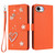 iPhone 17e / 16e ZS01 Double-Layer Heart Floral Vegan Leather Phone Case with Wrist Strap - Orange