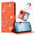 iPhone 17e / 16e ZS01 Double-Layer Heart Floral Vegan Leather Phone Case with Wrist Strap - Orange