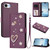 iPhone 17e / 16e ZS01 Double-Layer Heart Floral Vegan Leather Phone Case with Wrist Strap - Violet