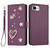iPhone 17e / 16e ZS01 Double-Layer Heart Floral Vegan Leather Phone Case with Wrist Strap - Violet