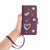 iPhone 17e / 16e ZS01 Double-Layer Heart Floral Vegan Leather Phone Case with Wrist Strap - Violet