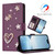 iPhone 17e / 16e ZS01 Double-Layer Heart Floral Vegan Leather Phone Case with Wrist Strap - Violet