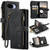 Google Pixel 10a CaseMe C30 Card Slots Zipper Wallet Leather Phone Case - Black