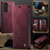 Samsung Galaxy A57 5G CaseMe 033 Calf Leather Lining Microfibre RFID Blocking Phone Case - Red