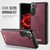 Samsung Galaxy S22 5G CaseMe C69 Series Magnetic Vegan Leather Back Phone Case - Red
