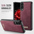 Samsung Galaxy S25 Edge 5G CaseMe C69 Series Magnetic Vegan Leather Back Phone Case - Red