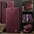Samsung Galaxy Z Fold8 5G CaseMe 033 Calf Leather Lining Microfibre RFID Blocking Phone Case - Red