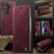 Samsung Galaxy Z Fold8 Ultra 5G CaseMe 033 Calf Leather Lining Microfibre RFID Blocking Phone Case - Red