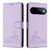 Google Pixel 11 / Pixel 11 Pro Cat Rat Embossed Pattern RFID Leather Phone Case with Lanyard - Purple