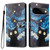 Google Pixel 11 / Pixel 11 Pro CH002 Colored Drawing Buckle Clasp Vegan Leather Phone Case - Star Cat