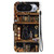 Google Pixel 11 / Pixel 11 Pro Crystal-Texture Painted Vegan Leather Phone Case - Bookstore Black Cat