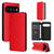 Google Pixel 11 / Pixel 11 Pro Cubic Grid Texture Flip Leather Phone Case - Red