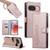 Google Pixel 11 / Pixel 11 Pro Cute Cats Magnetic Closure Vegan Leather Phone Case with Strap - Rose Gold