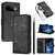 Google Pixel 11 / Pixel 11 Pro Glitter Butterfly Zipper Vegan Leather Phone Case with Wrist Strap - Black