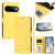 Google Pixel 11 / Pixel 11 Pro Happy Heart Pattern Magnetic Closure Vegan Leather Phone Case with Wrist Strap - Yellow