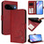 Google Pixel 11 / Pixel 11 Pro Litter Panda Embossing RFID Leather Phone Case with Lanyard - Wine Red