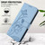 Google Pixel 11 / Pixel 11 Pro Lotus Embossed Leather Phone Case with Lanyard - Blue