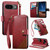 Google Pixel 11 / Pixel 11 Pro Splicing Zipper Wallet Vegan Leather Phone Case with Strap - Red