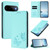 Google Pixel 11 / Pixel 11 Pro Strong Magnetic Dual Butterfly RFID Vegan Leather Phone Case - Mint Green