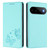 Google Pixel 11 / Pixel 11 Pro Strong Magnetic Dual Butterfly RFID Vegan Leather Phone Case - Mint Green