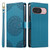 Google Pixel 11 / Pixel 11 Pro Totem Embossed Magnetic Closure Vegan Leather Phone Case with Strap - Blue