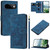 Google Pixel 11 / Pixel 11 Pro Tulips Embossed Leather Phone Case with Lanyard - Blue