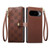 Google Pixel 11 / Pixel 11 Pro Zipper Wallet Heart Buckle Vegan Leather Phone Case with Wrist Strap - Brown