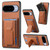Google Pixel 11 Carbon Fiber Fold Stand Elastic Card Bag Phone Case - Brown