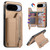 Google Pixel 11 Carbon Fiber Horizontal Flip Zipper Wallet Phone Case - Khaki