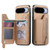 Google Pixel 11 Carbon Fiber Horizontal Flip Zipper Wallet Phone Case - Khaki