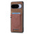 Google Pixel 11 Denim Texture Leather Skin Phone Case with Card Slot - Brown
