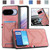 Google Pixel 11 Denim Texture Leather Skin Phone Case with Card Slot - Pink