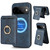 Google Pixel 11 Kalebol Strong MagSafe Ring Magnetic Card Bag Holder Leather Phone Case - Blue