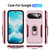 Google Pixel 11 Pioneer Armor Heavy Duty PC + TPU Phone Case with Holder - Pink+Rose Red