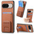 Google Pixel 11 Pro Carbon Fiber Card Bag Fold Stand Phone Case - Brown