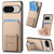 Google Pixel 11 Pro Carbon Fiber Card Bag Fold Stand Phone Case - Khaki